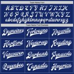 Custom Name and Number Varsity Letterman Jacket Personalized Royal White Full-Snap Bomber Personalized Royal White Bomber