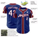 Custom Baseball Jersey with Personalized Name and Number - Royal White-Crimson 3 Colors Arm Shapes Authentic Team Apparel