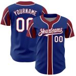 Custom Baseball Jersey with Personalized Name and Number - Royal White-Crimson 3 Colors Arm Shapes Authentic Team Apparel