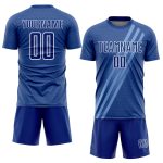 Custom Soccer Uniform Jersey with Personalized Name & Number, Royal White Diagonal Lines Design Personalized Royal White