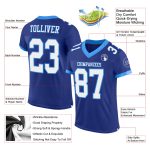 Custom Personalized Royal White Electric Blue Football Jersey with Name & Number - Authentic Team Gear Personalized Royal