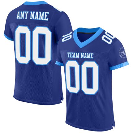 Custom Personalized Royal White Electric Blue Football Jersey with Name & Number - Authentic Team Gear Personalized Royal