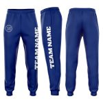 Custom Name and Number Fleece Jogger Sweatpants - Personalized Royal White Team Apparel Personalized Royal White Fleece Jogger