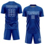 Personalized Geometric Shapes Soccer Jersey - Royal White Sublimation Uniform Personalized Royal White Geometric Shapes Sublimation