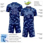Custom Sublimation Soccer Jersey - Personalized Royal White Geometric Shapes with Team Name and Number Personalized Royal
