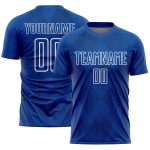 Personalized Geometric Shapes Soccer Jersey - Royal White Sublimation Uniform Personalized Royal White Geometric Shapes Sublimation