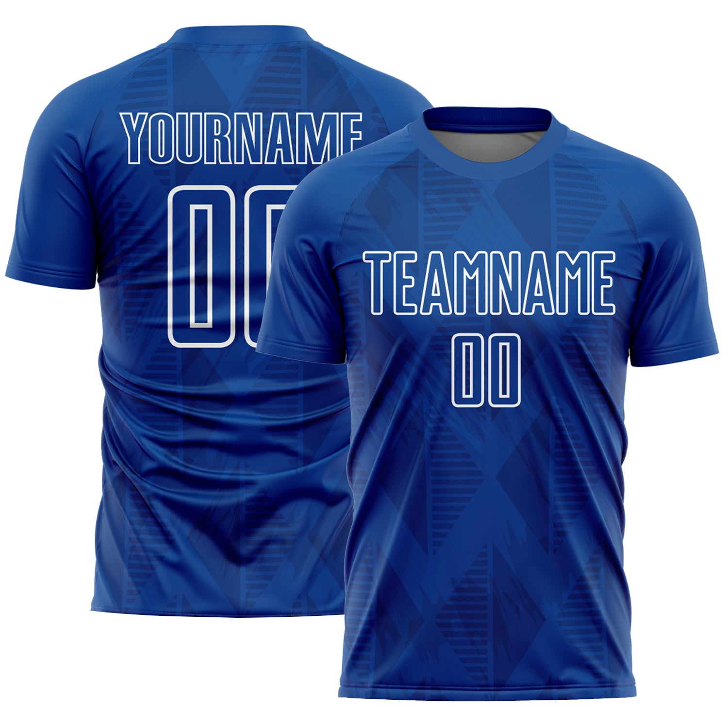 Personalized Geometric Shapes Soccer Jersey - Royal White Sublimation Uniform Personalized Royal White Geometric Shapes Sublimation