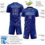 Custom Sublimation Soccer Uniform Jersey with Personalized Name & Number - Royal White Geometric Triangle Design Personalized