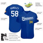 Personalized Authentic Baseball Jersey in White-Gold Royal Style Personalized Royal White-Gold Authentic Baseball Jersey