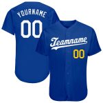 Personalized Authentic Baseball Jersey in White-Gold Royal Style Personalized Royal White-Gold Authentic Baseball Jersey