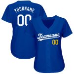 Personalized Authentic Baseball Jersey in White-Gold Royal Style Personalized Royal White-Gold Authentic Baseball Jersey