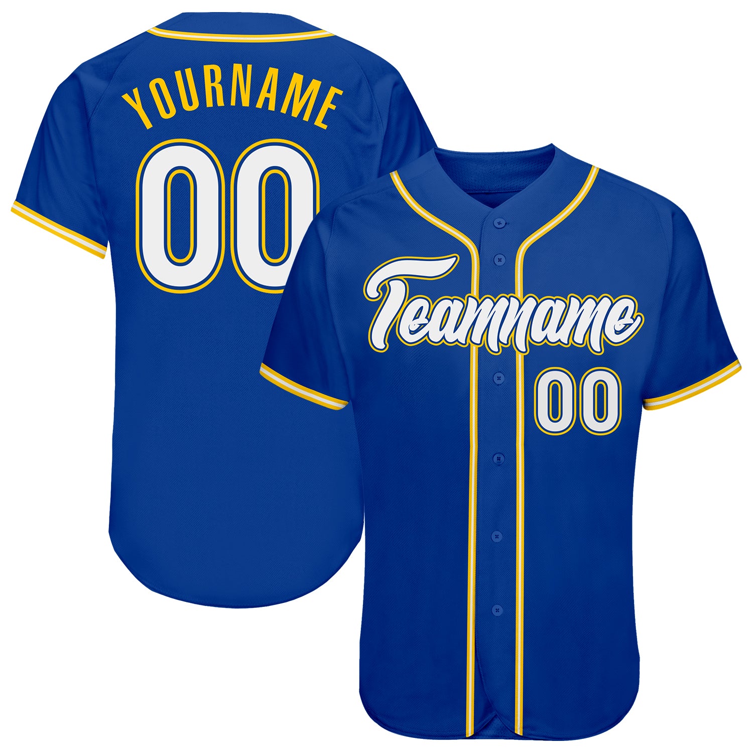 Custom Name and Number Baseball Jersey - Authentic White-Gold Royal Team Jersey Personalized Royal White-Gold Authentic Baseball