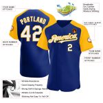 Custom Name and Number Baseball Jersey - Personalized Royal White-Gold Authentic Raglan Sleeves Personalized Royal White-Gold