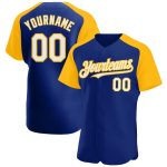 Custom Name and Number Baseball Jersey - Personalized Royal White-Gold Authentic Raglan Sleeves Personalized Royal White-Gold