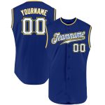 Custom Name and Number Personalized White-Gold Sleeveless Baseball Jersey - Authentic Team Gear Personalized Royal White-Gold