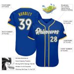 Custom Name and Number White-Gold Softball Jersey - Personalized Authentic Team Gear Personalized Royal White-Gold Authentic