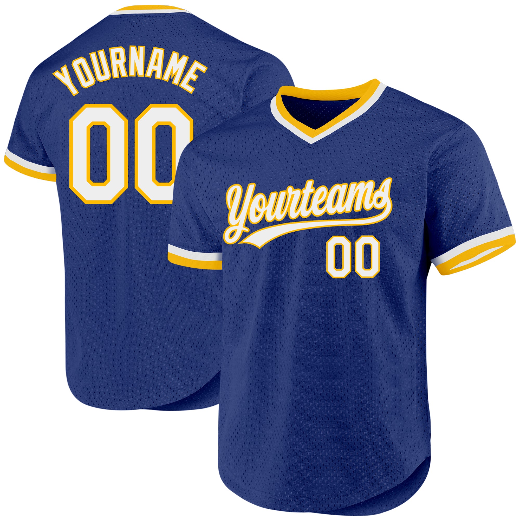 Custom Name and Number Personalized Royal White-Gold Authentic Baseball Jersey - Team Edition Personalized Royal White-Gold