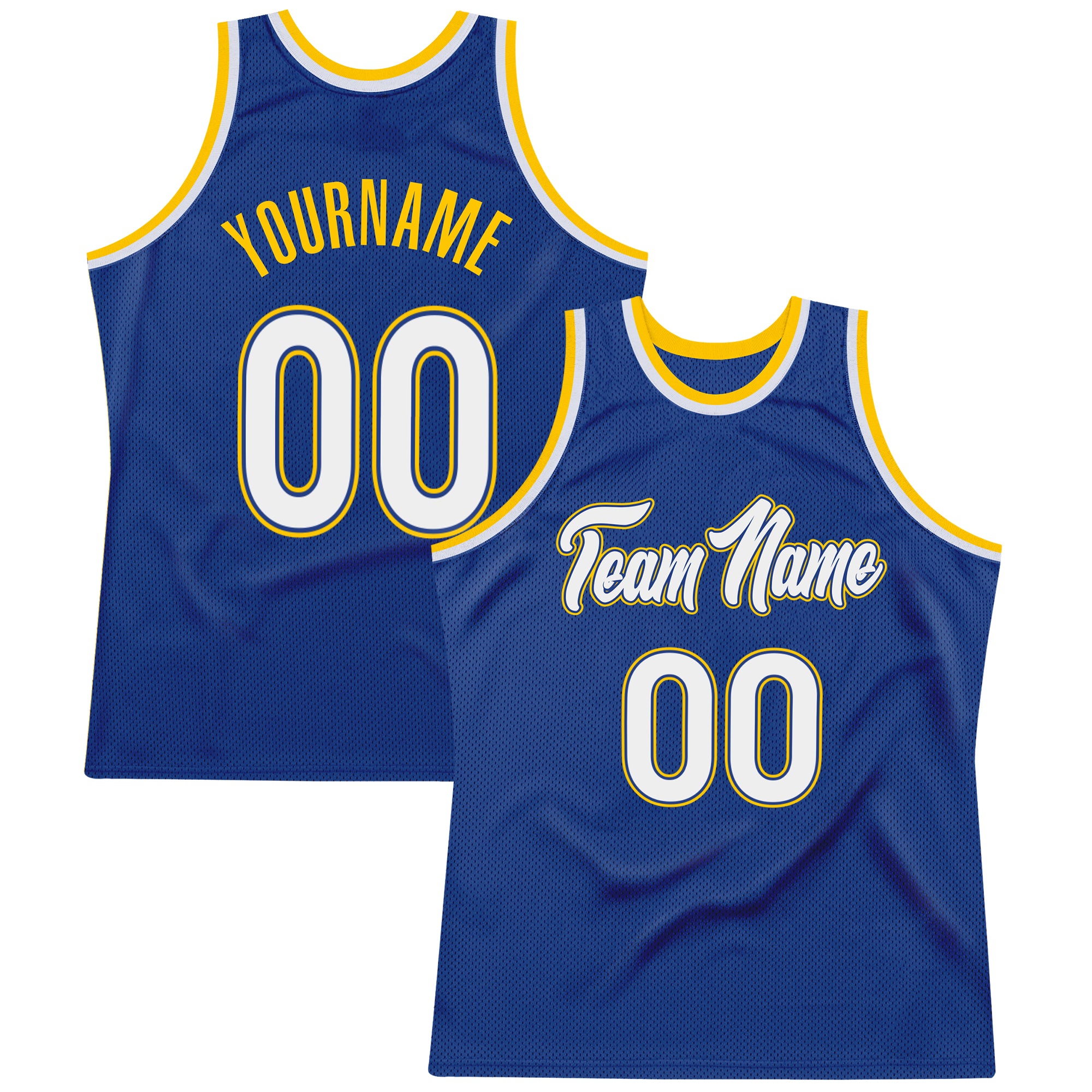 Custom Name and Number Personalized White-Gold Basketball Jersey Authentic Throwback Team Jersey Personalized Royal White-Gold