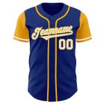 Custom Name Number Two Tone Baseball Jersey - Personalized Royal White Gold Authentic Team Jersey Personalized Royal White-Gold