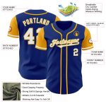 Custom Name Number Two Tone Baseball Jersey - Personalized Royal White Gold Authentic Team Jersey Personalized Royal White-Gold