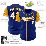 Personalized Two Tone Baseball Jersey - Royal White-Gold Authentic Design Personalized Royal White-Gold Authentic Two Tone