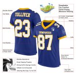 Custom Football Jersey with Personalized Name and Number - Royal White-Gold Mesh Authentic Team Gear Personalized Royal White-Gold