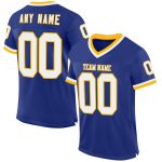 Custom Name and Number Personalized White-Gold Mesh Football Jersey - Authentic Throwback Team Jersey Personalized Royal