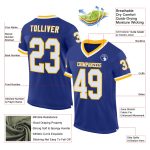 Custom Name and Number Personalized White-Gold Mesh Football Jersey - Authentic Throwback Team Jersey Personalized Royal