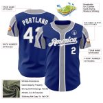 Custom Name and Number Authentic Baseball Jersey in Royal White-Gray, 3 Color Arm Designs, Personalized Team Apparel Personalized