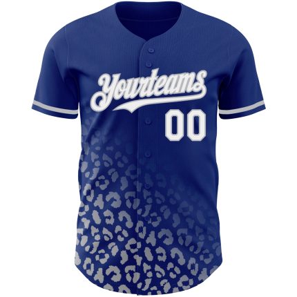 Custom Leopard Print Baseball Jersey - Personalized Royal White-Gray 3D Design with Your Name and Number Personalized Royal