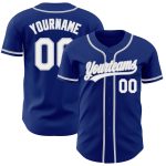 Personalized Authentic Baseball Jersey in Royal White-Gray - Custom Sports Apparel Personalized Royal White-Gray Authentic