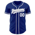 Personalized Authentic Baseball Jersey in Royal White-Gray - Custom Sports Apparel Personalized Royal White-Gray Authentic