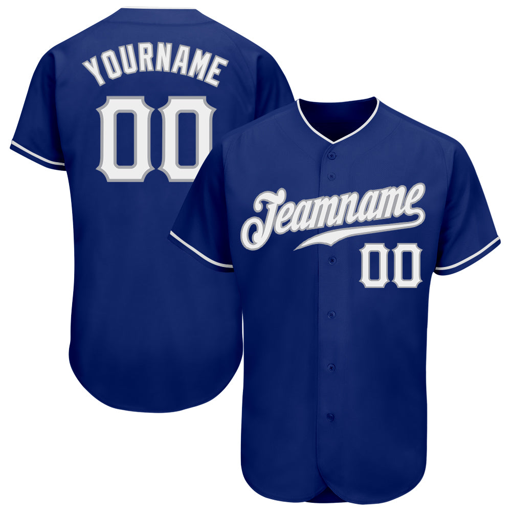 Custom Name and Number Authentic Baseball Jersey - Personalized Royal White-Gray Team Jersey Personalized Royal White-Gray