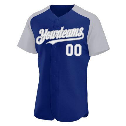 Custom Name Number Baseball Jersey - Personalized White Gray Raglan Sleeves Team Gear Personalized Royal White-Gray Authentic