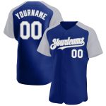 Custom Name Number Baseball Jersey - Personalized White Gray Raglan Sleeves Team Gear Personalized Royal White-Gray Authentic