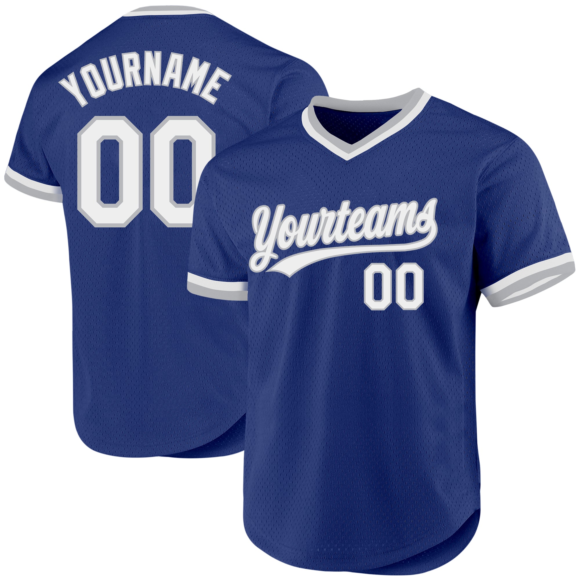 Custom Name and Number Personalized Authentic Baseball Jersey - White-Gray Throwback Team Jersey Personalized Royal White-Gray