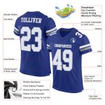 Personalized Authentic Football Jersey - Royal White-Gray Mesh Design Personalized Royal White-Gray Mesh Authentic Football