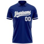 Custom Name and Number Personalized Golf Polo Shirt - White-Gray Performance Vapor for Teams Personalized Royal White-Gray