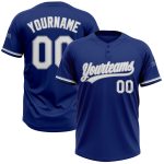 Custom Name and Number Softball Jersey - Personalized Royal White-Gray Unisex Two-Button Design Personalized Royal White-Gray
