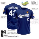 Custom Name and Number Softball Jersey - Personalized Royal White-Gray Unisex Two-Button Design Personalized Royal White-Gray