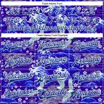 Custom Name and Number Bomber Jacket with 3D Royal White Heron and Wave Pattern - Full-Snap Varsity Letterman Style Personalized