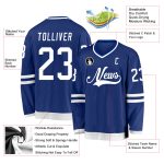 Custom Name and Number Personalized Royal White Hockey Jersey for Team Personalized Royal White Hockey Jersey Team Custom