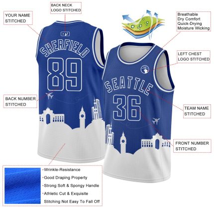 Personalized Holiday Basketball Jersey - Authentic City Edition Silhouette with Custom Name and Number - Royal White Team Apparel