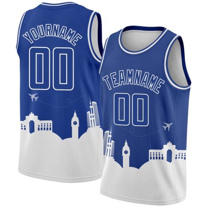 Personalized Holiday Basketball Jersey - Authentic City Edition Silhouette with Custom Name and Number - Royal White Team Apparel