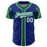 Custom Name and Number Authentic Baseball Jersey in Royal White and Kelly Green - 3 Colors Available, Team Spirit Apparel