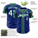 Custom Name and Number Authentic Baseball Jersey in Royal White and Kelly Green - 3 Colors Available, Team Spirit Apparel