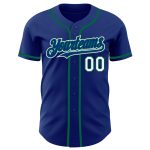 Custom Name and Number Authentic Baseball Jersey in Royal White and Kelly Green - Personalized Team Gear Personalized Royal