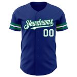Personalized Authentic Baseball Jersey in Royal White and Kelly Green Personalized Royal White-Kelly Green Authentic Baseball