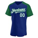 Personalized Custom Team Name Number Royal White Kelly Green Baseball Jersey Authentic Raglan Sleeves Personalized Royal