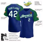 Personalized Custom Team Name Number Royal White Kelly Green Baseball Jersey Authentic Raglan Sleeves Personalized Royal